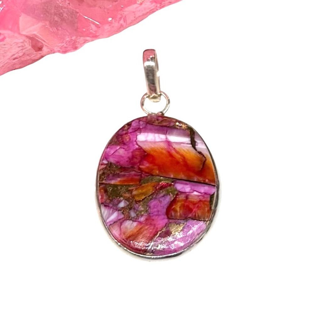Kingman Pink Dahlia Turquoise Necklace Pendant Solid 925 Sterling Silver